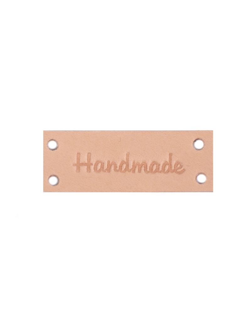 Bőr dísz címke / Handmade, With love 16x44 mm - 1 db. | Mimib