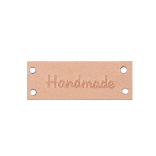 Bőr dísz címke / Handmade, With love 16x44 mm - 1 db. | Mimib