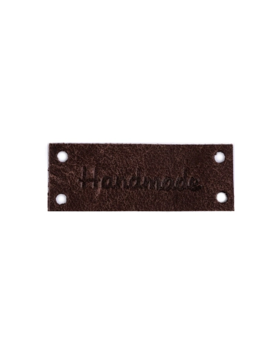 Kožená ceduľka / štítok Handmade, With love 16x44 mm - 1 ks