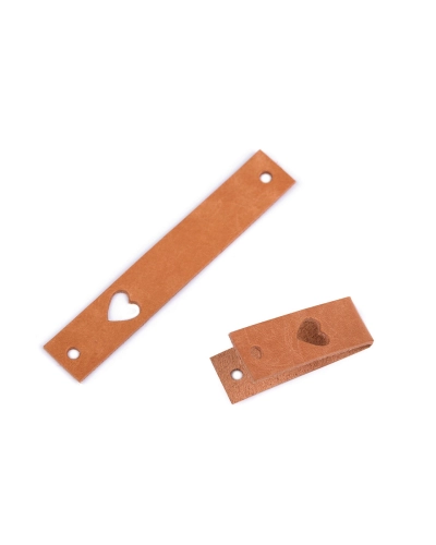 Bőr szív alakú cimke 12x70 mm - 1 db. | Mimib