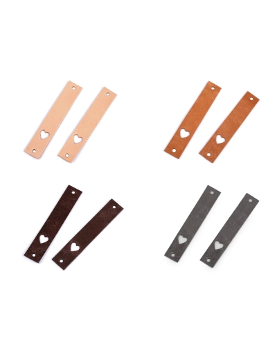 Bőr szív alakú cimke 12x70 mm - 1 db. | Mimib