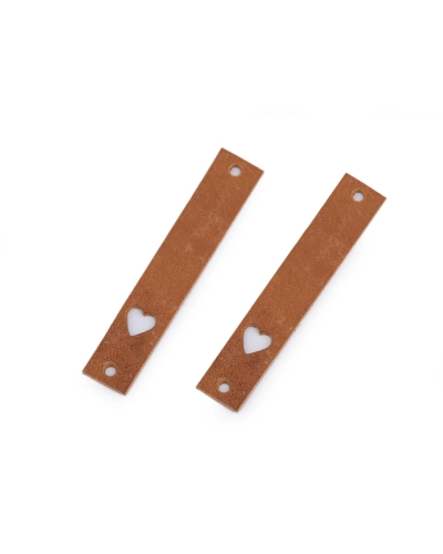 Bőr szív alakú cimke 12x70 mm - 1 db. | Mimib