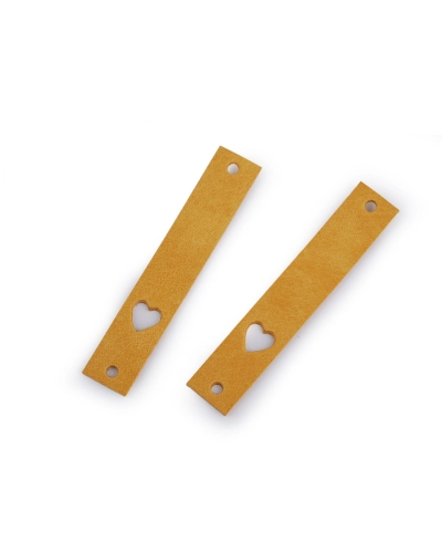 Kožený štítok srdce 12x70 mm - 1 ks