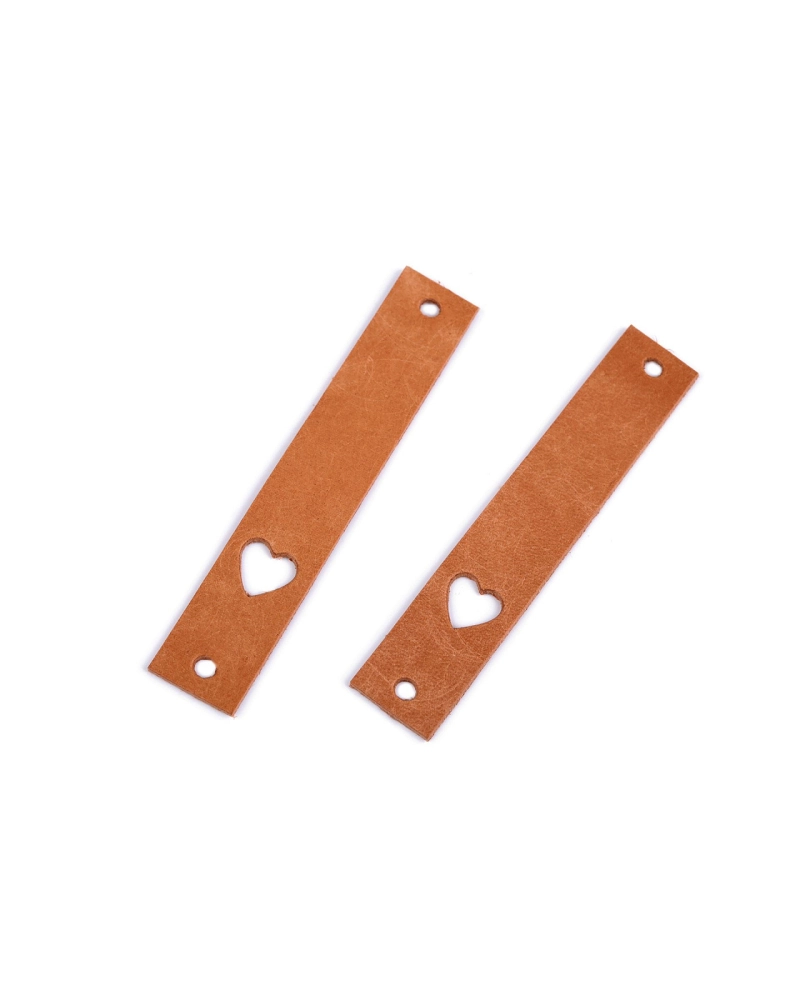 Bőr szív alakú cimke 12x70 mm - 1 db. | Mimib
