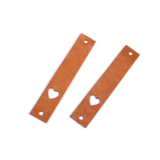 Bőr szív alakú cimke 12x70 mm - 1 db. | Mimib