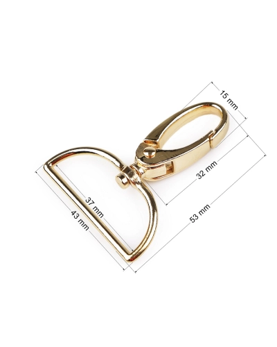 Fém forgós karabiner 37 mm-es befűző - 1 db. | Mimib
