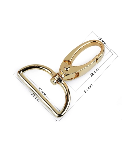 Fém forgós karabiner 32 mm-es befűző - 1 db. | Mimib