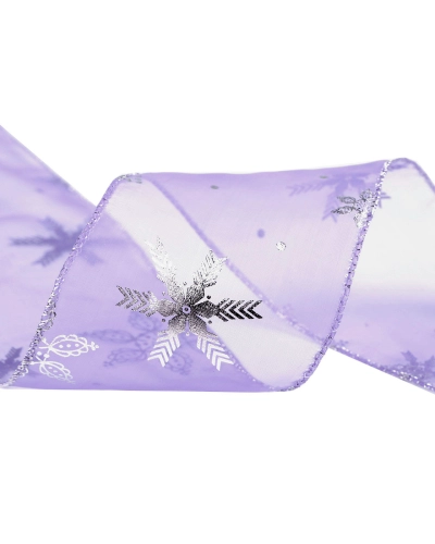 Karácsonyi organza szalag fémes pehely szélessége 60 mm - 22.5 m | Mimib