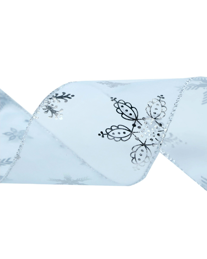 Karácsonyi organza szalag fémes pehely szélessége 60 mm - 22.5 m | Mimib