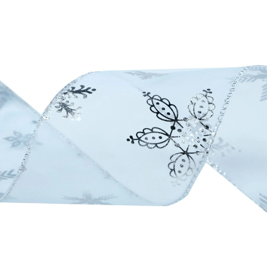 Karácsonyi organza szalag fémes pehely szélessége 60 mm - 22.5 m | Mimib