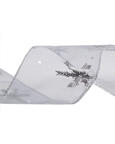 Karácsonyi organza szalag fémes pehely szélessége 60 mm - 22.5 m | Mimib