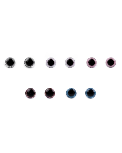 Glitter szemek biztosítékkal Ø10 mm - 10 szett | Mimib