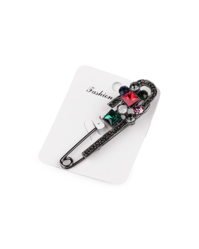 Bross csiszolt kövek biztostűn / kitűző - 1 db.