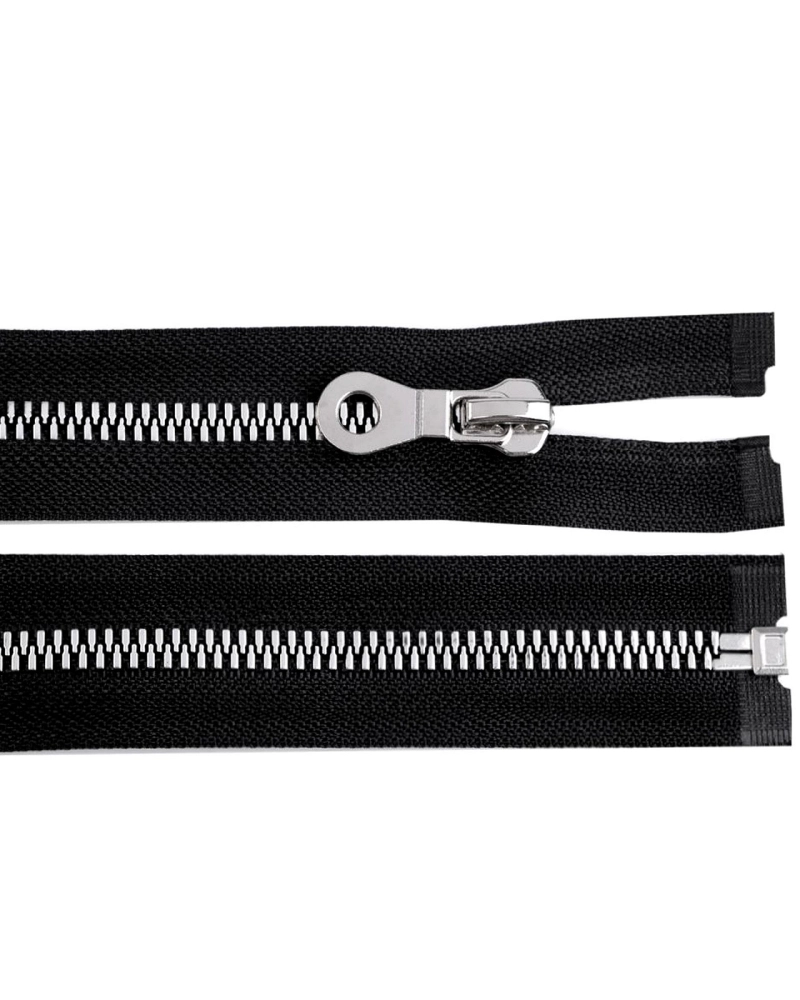 Cápa fogú cipzár vastag 90 cm ezüst-fekete fogak no 8 mm - 1 db. | Mimib