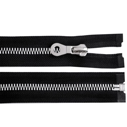 Cápa fogú cipzár vastag 90 cm ezüst-fekete fogak no 8 mm - 1 db. | Mimib