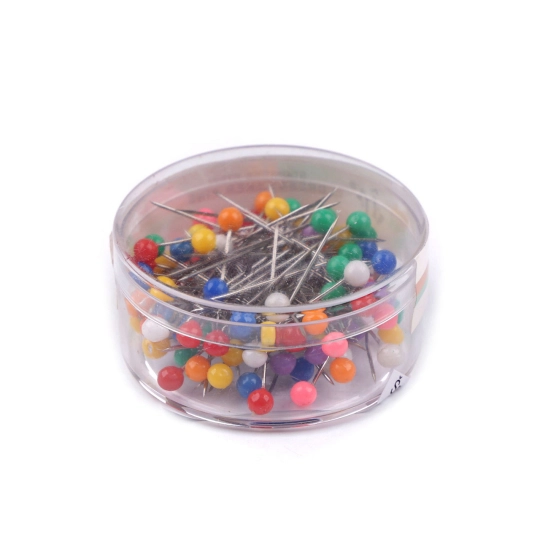 Gombostű műanyag fejjel hossza 32 mm rozsdamentes acél - 1 box | Mimib
