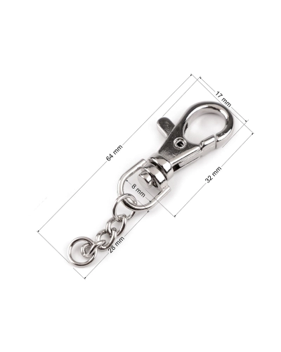 Fém forgós karabiner 8 mm- befűző láncos - 2 db. | Mimib