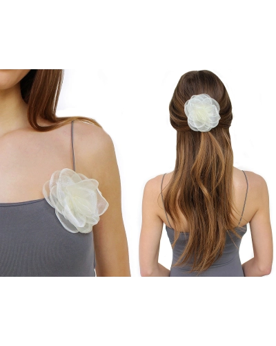 Bross / hajdísz organza virág Ø10,5 cm - 1 db. | Mimib