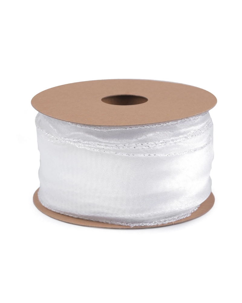 Organza szalag gyöngyházas fénnyel és lurexel szélessége 50 mm - 22.5 m | Mimib
