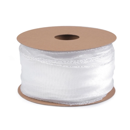 Organza szalag gyöngyházas fénnyel és lurexel szélessége 50 mm - 22.5 m | Mimib