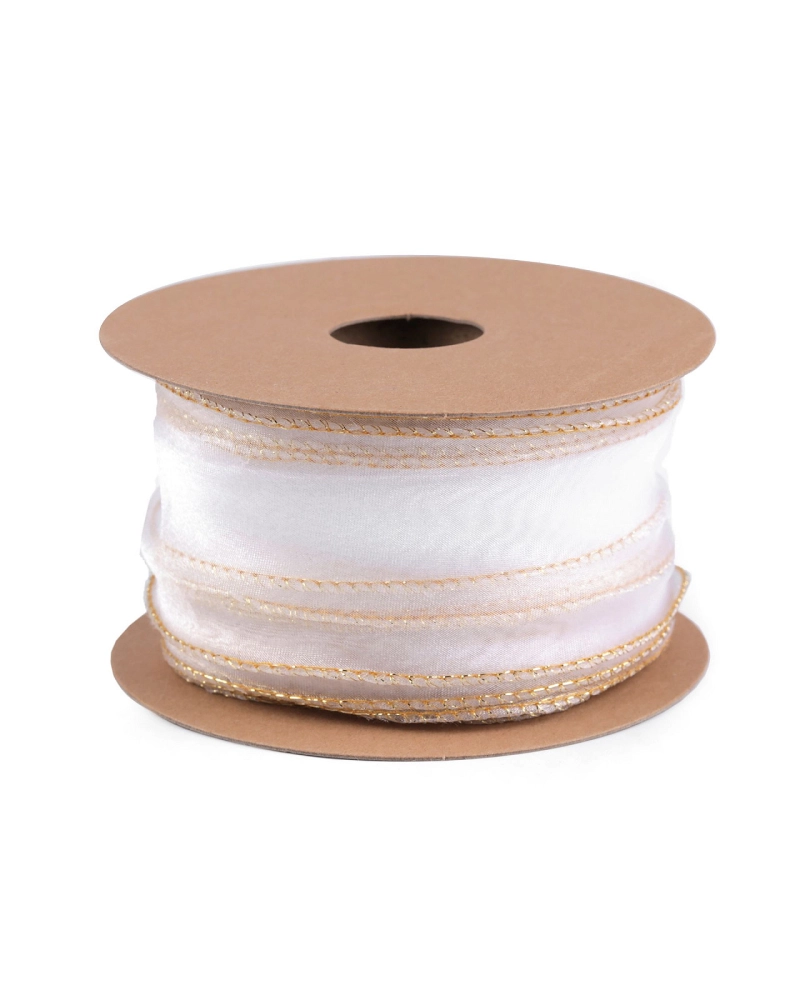 Organza szalag gyöngyházas fénnyel és lurexel szélessége 50 mm - 22.5 m | Mimib