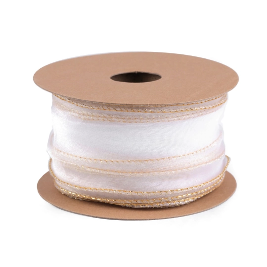 Organza szalag gyöngyházas fénnyel és lurexel szélessége 50 mm - 22.5 m | Mimib