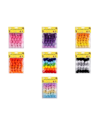 Színes zsenília golyó vegyes színek Ø20 mm pom pom - 1 zacskó | Mimib