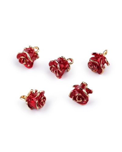 Fém medál virág rózsa 3D 11x14 mm - 5 db. | Mimib