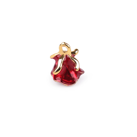 Fém medál virág rózsa 3D 11x14 mm - 5 db. | Mimib