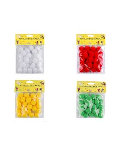 Színes zsenília pom pom golyó Ø20 mm - 1 zacskó | Mimib