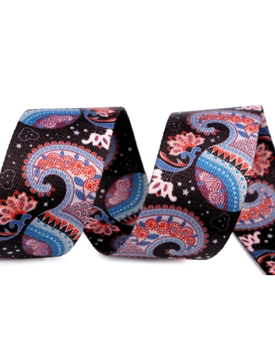 Sima kétoldalas heveder paisley szélessége 38 mm - 1 m | Mimib