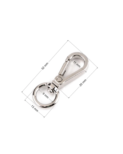 Fém forgó karabiner 9 mm-es lyuk - 1 db. | Mimib