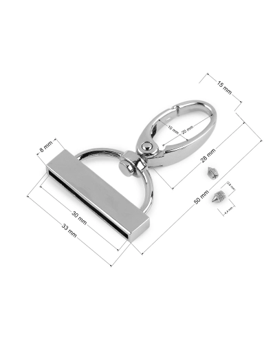 Karabiner heveder végzár széles 30 mm - 2 db. | Mimib