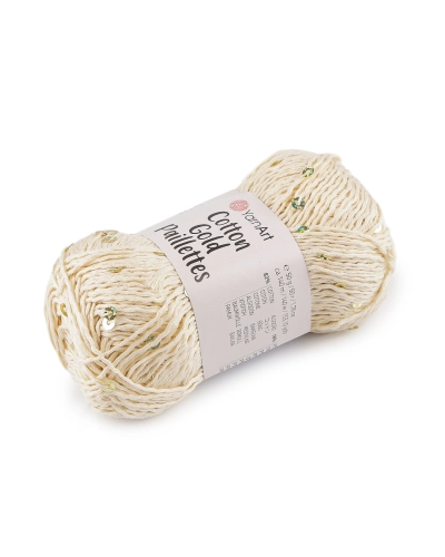 Pletacia priadza Cotton Gold Paillettes s flitrami 50 g - 1 ks | Mimib