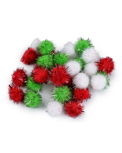 Színes pom pom golyók lurexszel Ø20 mm - 1 zacskó | Mimib