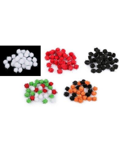 Színes Pom pom golyók lurexszel Ø15 mm - 1 zacskó | Mimib
