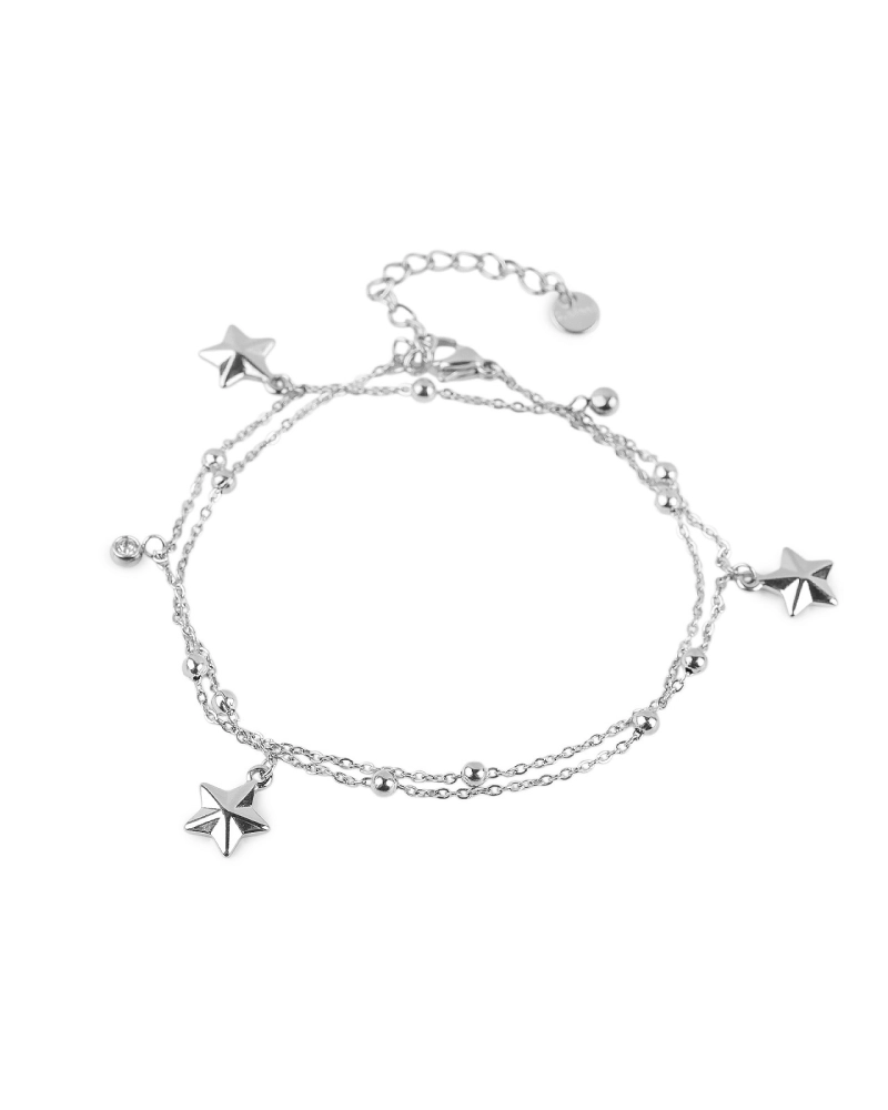 Nemesacél karkötő dupla soros, csillag medál - 1 db. | Mimib