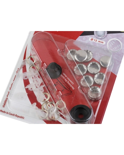 Bevonható rozsdamentes acél gomb Ø12, 15 mm - 1 card | Mimib