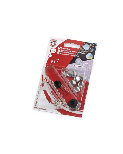 Bevonható rozsdamentes acél gomb Ø12, 15 mm - 1 card | Mimib