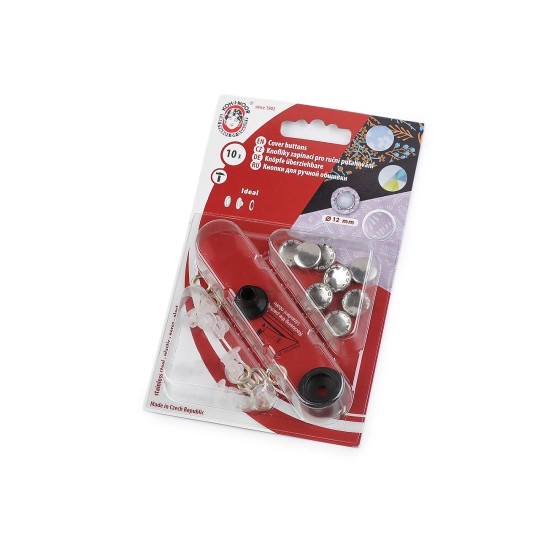 Bevonható rozsdamentes acél gomb Ø12, 15 mm - 1 card | Mimib