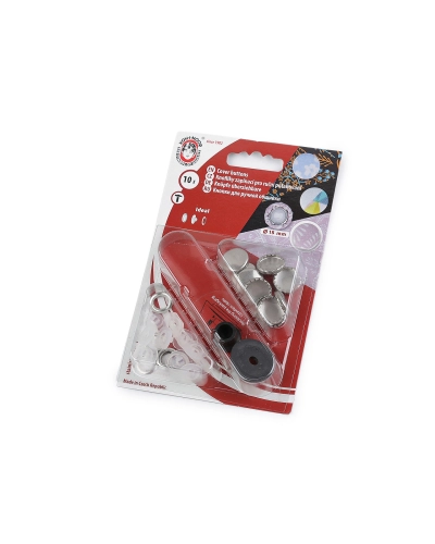 Bevonható rozsdamentes acél gomb Ø12, 15 mm - 1 card | Mimib