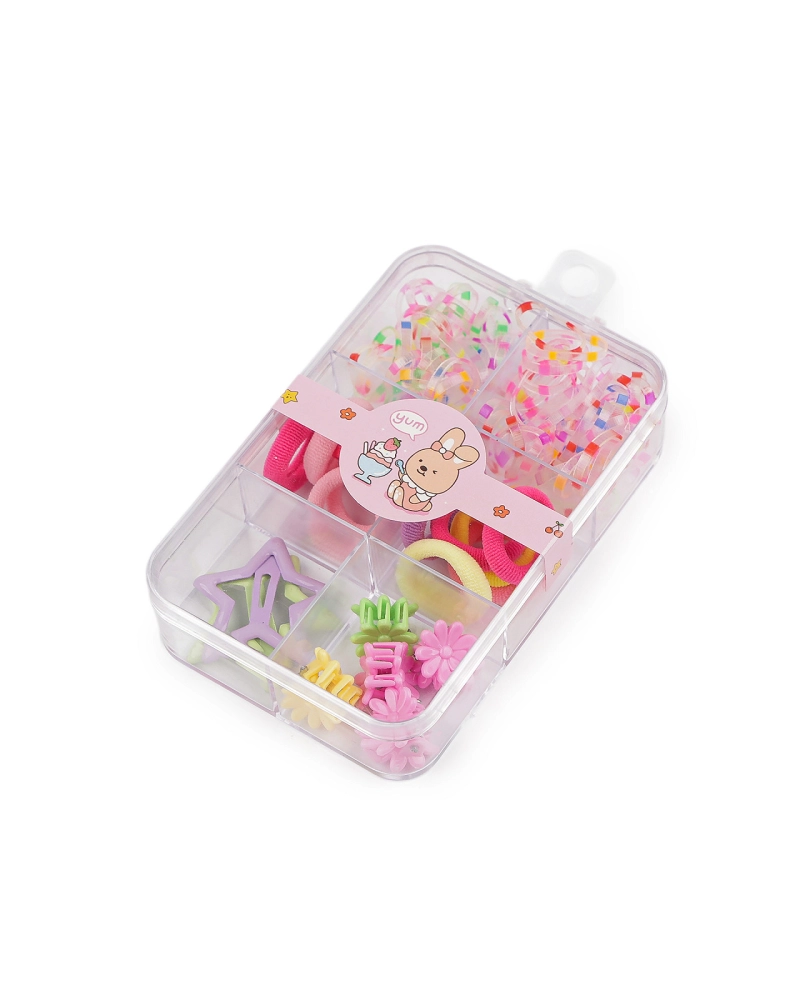 Mini hajgumik, hajcsatok és pattintós hajcsat - 1 box | Mimib