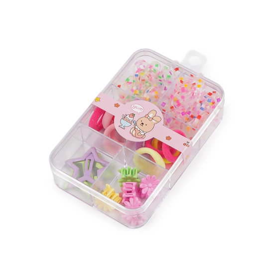Mini hajgumik, hajcsatok és pattintós hajcsat - 1 box | Mimib