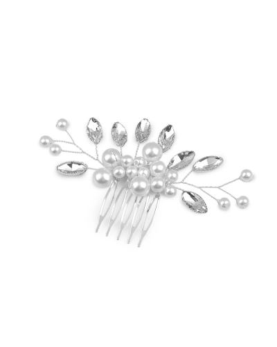 Hrebeň do vlasov s brúsenými kamienkami a perlami hand made - 1 ks | Mimib