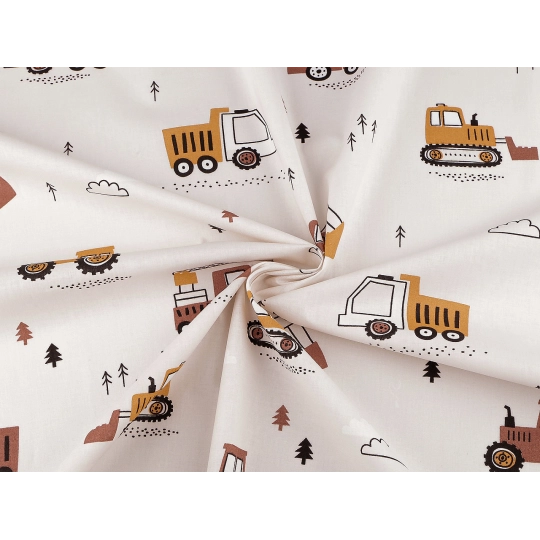 Bavlnená látka / plátno traktor, bager, nákladné auto - 1 m | Mimib