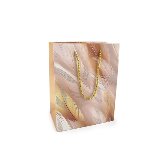 Darčeková taška perie s glitrami 18x23 cm - 1 ks | Mimib
