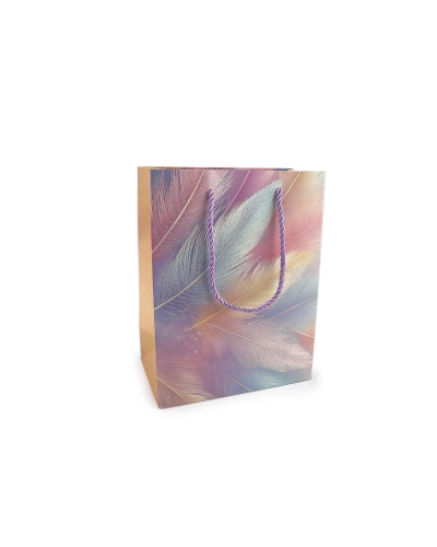 Darčeková taška perie s glitrami 18x23 cm - 1 ks | Mimib