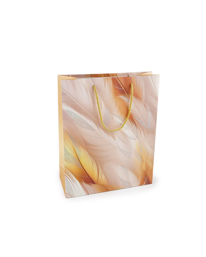 Darčeková taška perie s glitrami 26x32 cm - 1 ks | Mimib