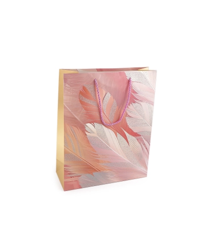 Darčeková taška perie s glitrami 26x32 cm - 1 ks | Mimib