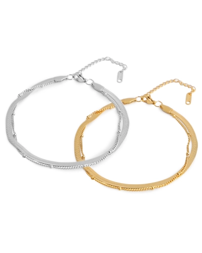 Náramok na členok dvojitý z nerezovej ocele - 1 ks | Mimib